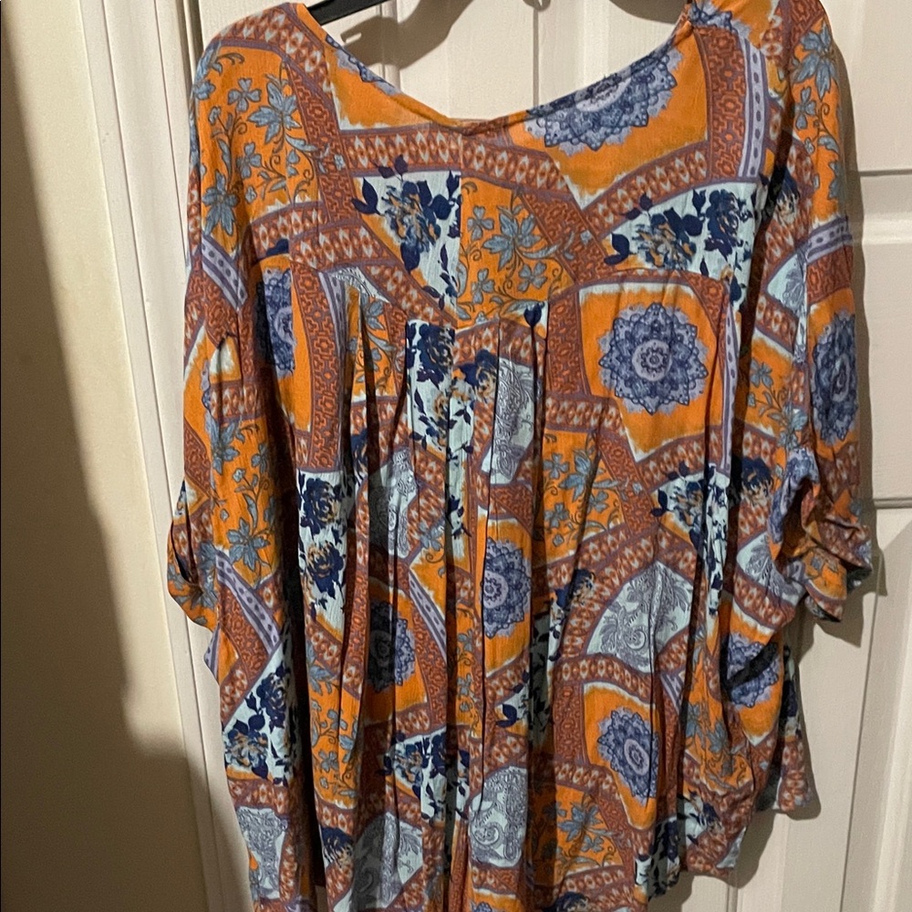 Bohemian Patchwork Blouse in Orange and Blue - Picture 9 of 9